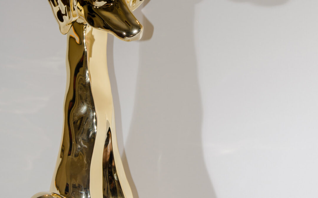 sculpture HECTOR, bronze chromé doré