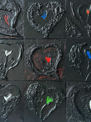 JP7009 - 9x8x8 inches - 9x20x20 cm peinture art moderne et abstrait