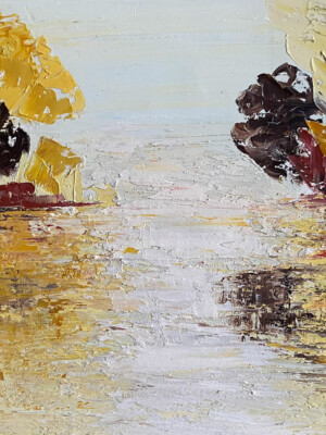 JP6639 - 16x13 inches - 41x33 cm automne sur l'étang - peinture - Figuratif - contemporain JalinePol, Artiste peintre à Lyon -