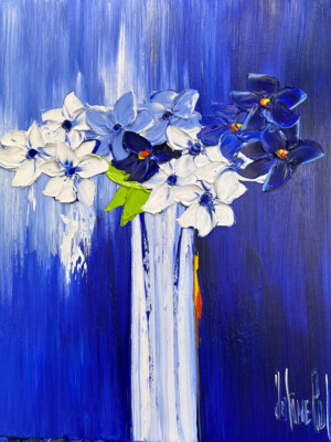 JP6667 - 29x23 inches - 73x60 cm peinture bouquet de fleurs - Figuratif - contemporain JalinePol, Artiste peintre à Lyon -