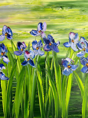 JP6674 - 39x32 inches - 100x81 cm peinture iris violet - Figuratif - contemporain JalinePol, Artiste peintre à Lyon -