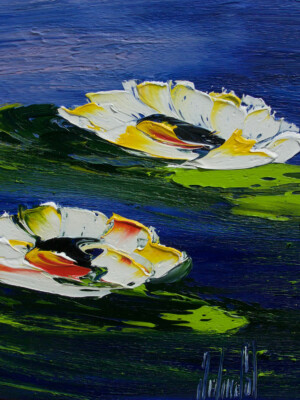 JP6812 - 16x16 inches - 40x40 cm peinture nénuphars - Figuratif - contemporain JalinePol, Artiste peintre à Lyon -