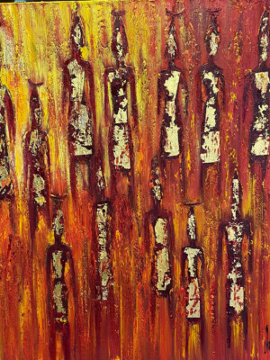 JP6913 - 40x40 inches - 100x100 cm peinture - Figuratif - contemporain JalinePol, Artiste peintre à Lyon -