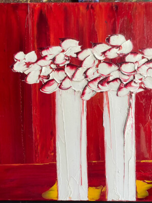 JP9007 - 24x24 inches - 60x60cm peinture bouquet de fleurs - figuratif contemporain - JalinePol, Artiste peintre à Lyon