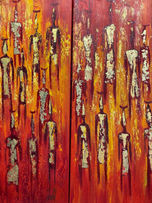 P6915 - 2x47x24 inches peinture - Figuratif - contemporain JalinePol, Artiste peintre à Lyon