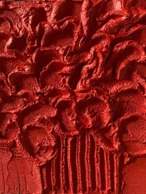 JKP6927 - 8x8 inches - 20x20 cm peinture monochrome rouge JalinePol, Artiste peintre à Lyon - Leur regard m'éblouit