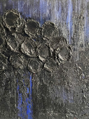 JP3509 - peinture monochrome noir JalinePol, Artiste peintre à Lyon - Respire ces fleurs renaissantes