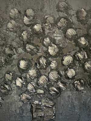 JP6067 - 39x32 inches - 100x81 cm peinture monochrome noir JalinePol, Artiste peintre à Lyon - Nuits colorées