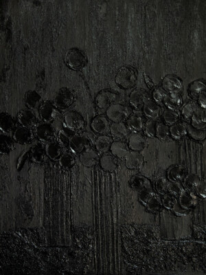 JP6079 - 47x47 inches - 120x120 cm peinture monochrome noir JalinePol, Artiste peintre à Lyon - Reine des yeux le pinceau fait naître la beauté