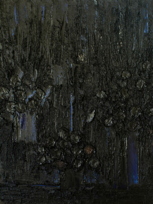 JP6079 - 1x47x47 + 2x47x24 inches - 1x120x120 cm + 2x120x60 cm peinture monochrome noir JalinePol, Artiste peintre à Lyon - Palette nocturne