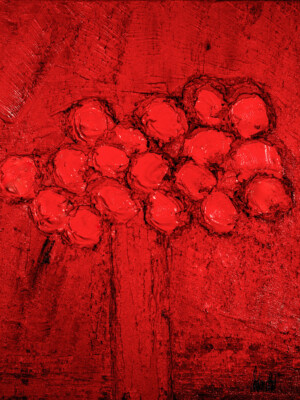 JP6095 - 29x24 inches - 73x60 cm peinture monochrome rouge JalinePol, Artiste peintre à Lyon - Intention chaleureuse