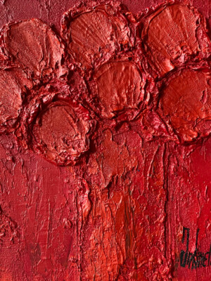 JP6129 - 12x12 inches -30x30 cm peinture monochrome rouge JalinePol, Artiste peintre à Lyon - Douceur de vivre