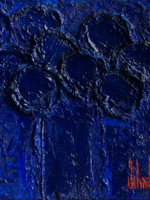 JP6134 - 12x12 inches - 30x30 cm peinture monochrome JalinePol, Artiste peintre à Lyon - Flamboyantes