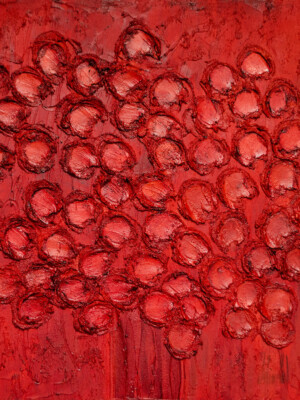 JP6238 - 32x32 inches - 80x80 cm peinture monochrome rouge JalinePol, Artiste peintre à Lyon - Feu des passions