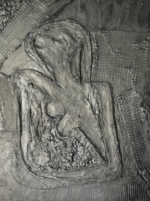 JP6409 - 9x32 inches - 100x81 cm peinture monochrome JalinePol, Artiste peintre à Lyon - Doux instant de repos