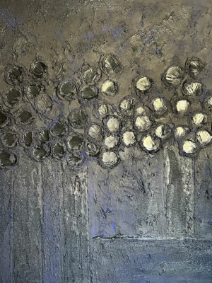 JP6547 - 47x47 inches - 120x120 cm peinture - monochrome JalinePol, Artiste peintre à Lyon - Réunies pour toujours elles enchantent mon coeur