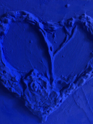 JP6587 - 8x8 inches - 20x20 cm peinture coeur - monochrome bleu JalinePol, Artiste peintre à Lyon - Coeur tendre