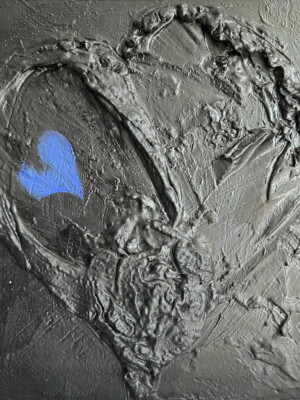 JP6695 - 8x8 inches - 20x20 cm peinture coeur - monochrome JalinePol, Artiste peintre à Lyon - Un petit calin