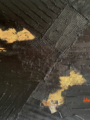 JP6897 - 40x40 inches - 100x100 cm peinture monochrome JalinePol, Artiste peintre à Lyon - Drapé dans son manteau printanier