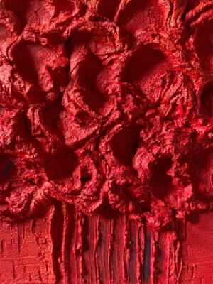 JP6925 - 8x8 inches - 20x20 cm peinture monochrome rouge JalinePol, Artiste peintre à Lyon - Généreuses