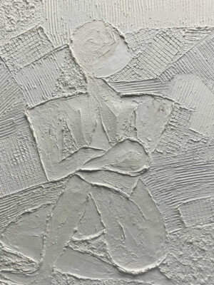 JP6953 - 39x32 inches - 100x81 cm peinture femme stylisée - monochrome blanc JalinePol, Artiste peintre à Lyon - Tendres instants