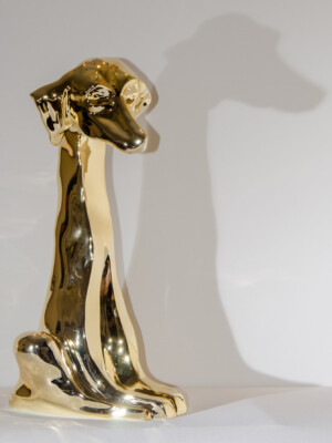 sculpture HECTOR, bronze chromé doré